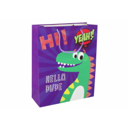 Purple Dinosaur Paper Gift Bag 32cm x 26cm x 10cm