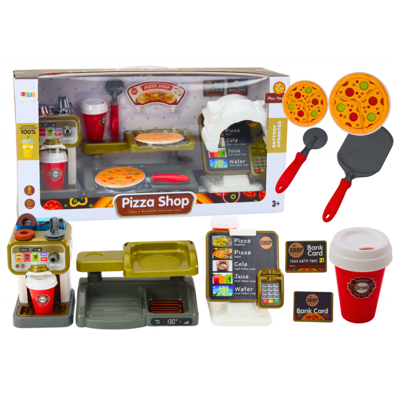 Set Shop Pizza Coffee Maker Drinks Cash Register