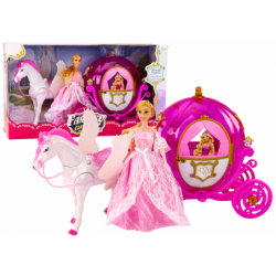 Carriage With Horse Doll Princess Carriage Pink Pegasus Set