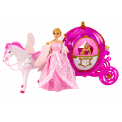 Carriage With Horse Doll Princess Carriage Pink Pegasus Set