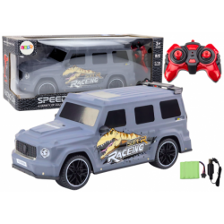 RC Remote Control Car with Dinosaur, 1:10 Scale, Gray