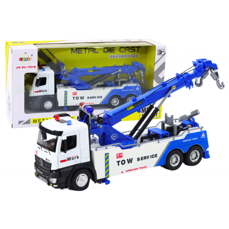 Truck With Crane Two Metal Hooks White And Blue Lights Sounds