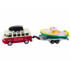 Off-road car with boat or helicopter, metal drive