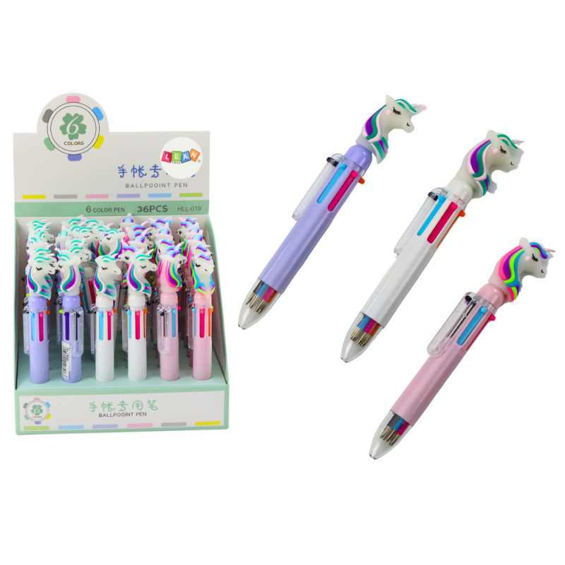 Multicolor Unicorn Automatic Pen 6 Colors Mix