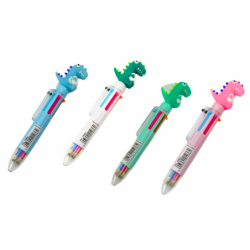 Multicolor Dinosaur Automatic Pen 6 Colors Mix