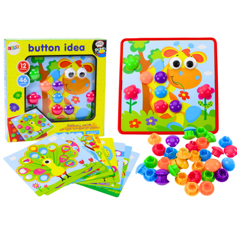 Picture Puzzle Colorful Buttons To Complete 12 Pictures