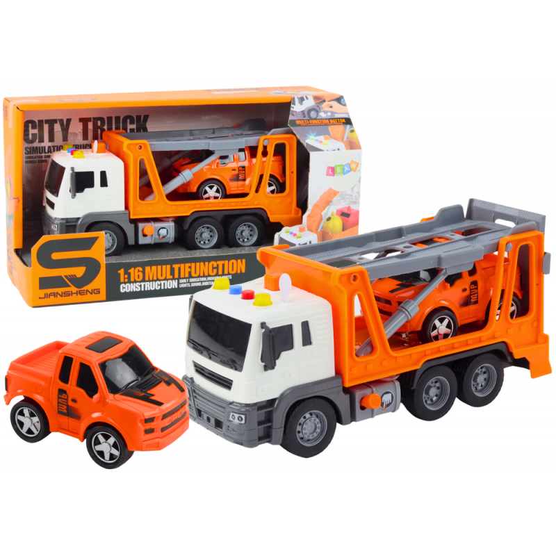 Multifunctional Tow Truck Truck with Lights and Sounds 1:16 Orange Car