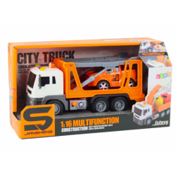 Multifunctional Tow Truck Truck with Lights and Sounds 1:16 Orange Car