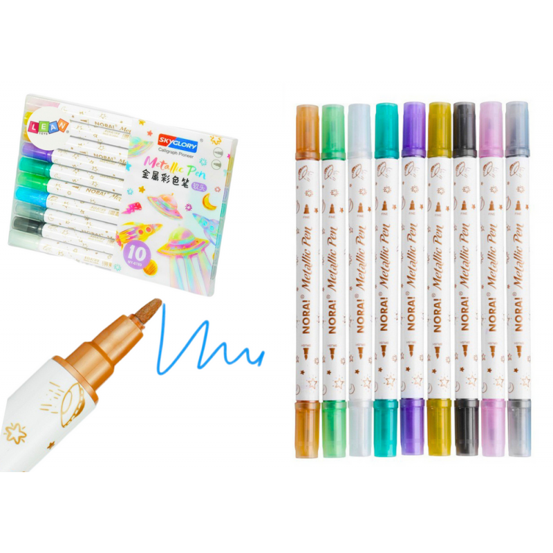 Metallic Markers Colored Markers Double-sided Set of 10 pcs.