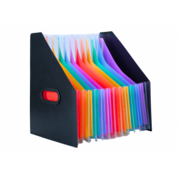Vertical Document Organizer Folder Colored Tabs Pockets Black A4