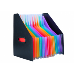 Vertical Document Organizer Folder Colored Tabs Pockets Black A4