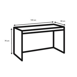 Desk SEAFORD, 140x58xH76cm, oak, with 1 shelf