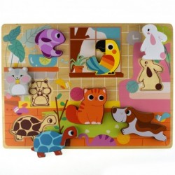 Tooky Toy Wooden Puzzle Pets House Match the Shapes