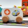 TOOKY TOY Wooden Toy Car Ambulance for Pushing for Children