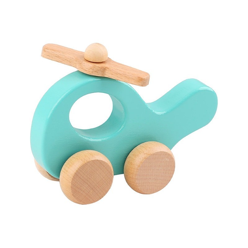 TOOKY TOY Wooden Push Helicopter for Children