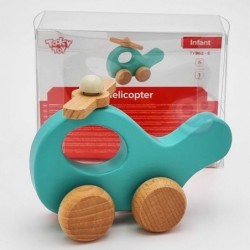 TOOKY TOY Wooden Push Helicopter for Children