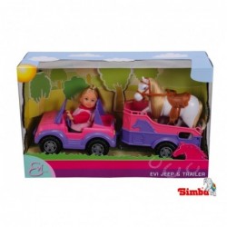 Кукла Simba Evi с лошадью + джип с прицепом