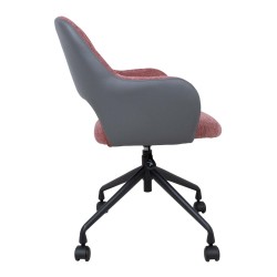 Task chair KENO with castors, dark pink grey