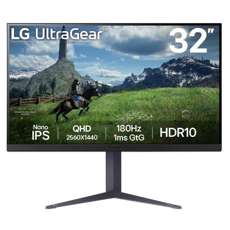 LCD Monitor LG 31.5" Panel IPS 2560x1440 16:9 180Hz 1 ms Pivot Height adjustable Tilt Colour Black 32GS85Q-B