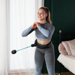 SET HULA HOOP MAGNETIC BLACK/TURQUOISE HHM17 WITH WEIGHT + COUNTER HMS + WAIST SUPPORT BR163 RED