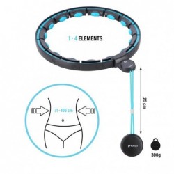 SET HULA HOOP MAGNETIC BLACK/TURQUOISE HHM17 WITH WEIGHT + COUNTER HMS + WAIST SUPPORT BR163 RED