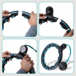 SET HULA HOOP MAGNETIC BLACK/TURQUOISE HHM17 WITH WEIGHT + COUNTER HMS + WAIST SUPPORT BR163 RED