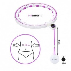 SET HULA HOOP MAGNETIC WHITE/VIOLET HHM17 WITH WEIGHT + COUNTER HMS + WAIST SUPPORT BR163 RED