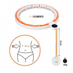 SET HULA HOOP MAGNETIC WHITE/ORANGE HHM21 WITH WEIGHT + COUNTER HMS + SLIMMING BELT BR1313