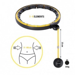 SET HULA HOOP MAGNETIC BLACK/YELLOW HHM21 WITH WEIGHT + COUNTER HMS + SLIMMING BELT BR1313