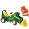 Педальный трактор ROLLY TOYS John Deere с ковшом + бесплатный светоотражающий жилет для детей