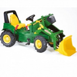 Педальный трактор ROLLY TOYS John Deere с ковшом + бесплатный светоотражающий жилет для детей