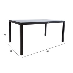 Table AMALFI 160x90x74cm, grey