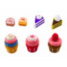 Sweets Set Cakes Cupcakes Wooden Stand