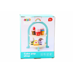 Sweets Set Cakes Cupcakes Wooden Stand