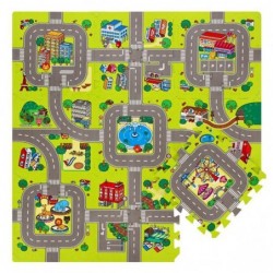 MD02 KID'S MAT PUZZLE CARS 9 ELEMENTS 90x90CM NILS FUN