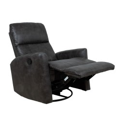 Recliner armchair DIEGO with swinging and rotating manual mechanism, grey