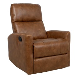 Recliner armchair DIEGO with swinging and rotating manual mechanism, cognac brown