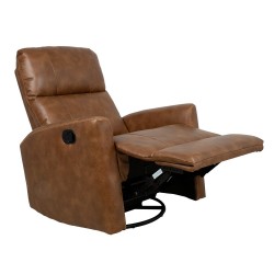 Recliner armchair DIEGO with swinging and rotating manual mechanism, cognac brown