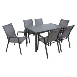 Garden furniture set DELGADO table and 6 chairs