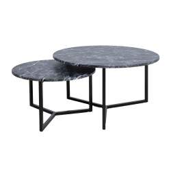 Coffee table AKIRA 2pcs set D80xH45cm, D60xH37cm, dark grey