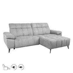 Corner sofa LUZERN RC, electric recliner, light grey