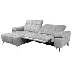 Corner sofa LUZERN LC, electric recliner, light grey