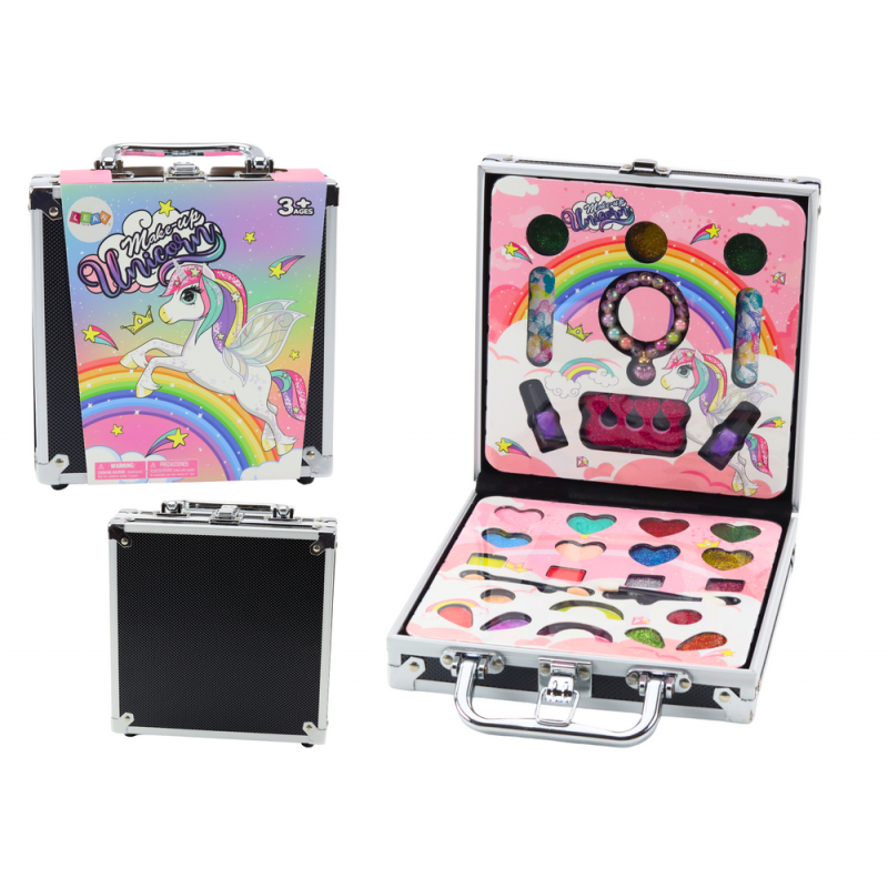 Beauty Set in a Suitcase Eyeshadows Glitters Nail Polishes Black