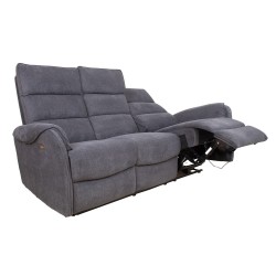 Recliner sofa BOWERS 3-seater, electric, bluish grey