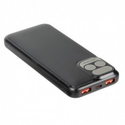 Powerbank RIVACASE 10000 mAh USB-C 20W + LCD black (1x I/O USB-C PD 18W / PD 20W, 2x USB-A QC 3.0 18W, LCD, black)