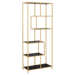 Shelf SEAFORD 77x35xH185cm, black golden