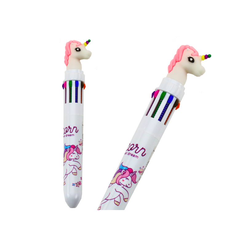 Multicolor Unicorn Automatic Pen 10 White