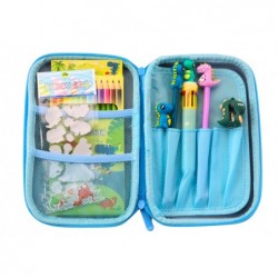 School Pencil Case with Dinosaur Blue Accessories