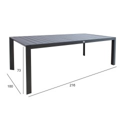 Laud TOMSON 216x100xH73cm, tumehall, alumiinium