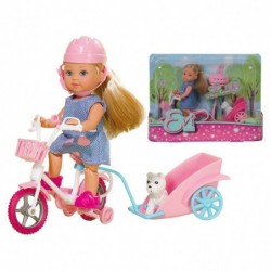 SIMBA Evi doll on a bike with a trailer